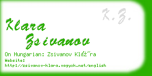 klara zsivanov business card
